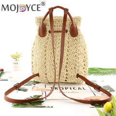 Straw Shoulders Backpack Beach Holiday Purse Bag Travel Hand