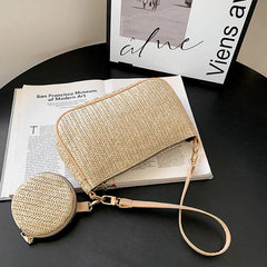 Woven Straw Armpit Shoulder Bags 2 pcs/set