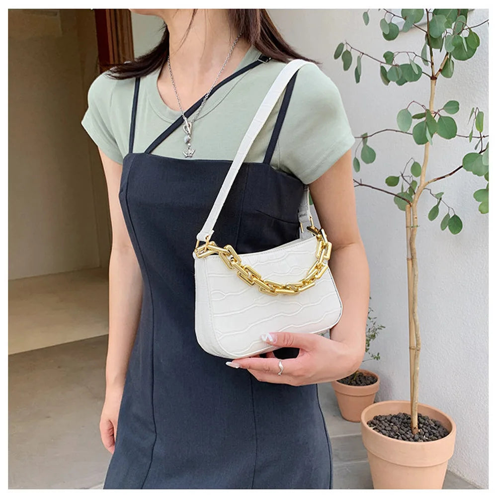 Crocodile Pattern PU Leather Tote Shoulder Bag for Women