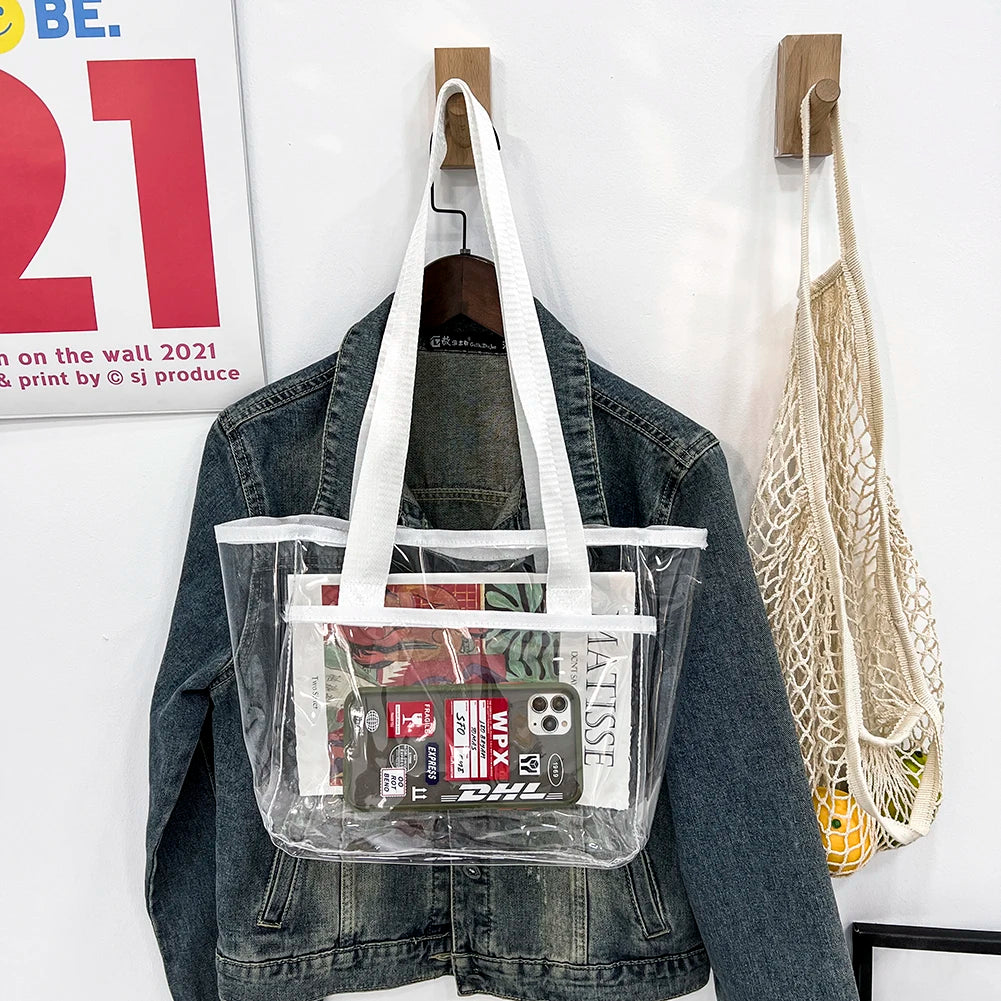 Summer Clear PVC Handbag Tote Large Capacity Women Shoulder Bag