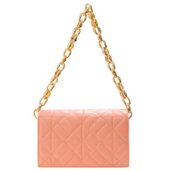 Geometric Embossed Chain Shoulder Bag Women Small Flap Purse Handbag
