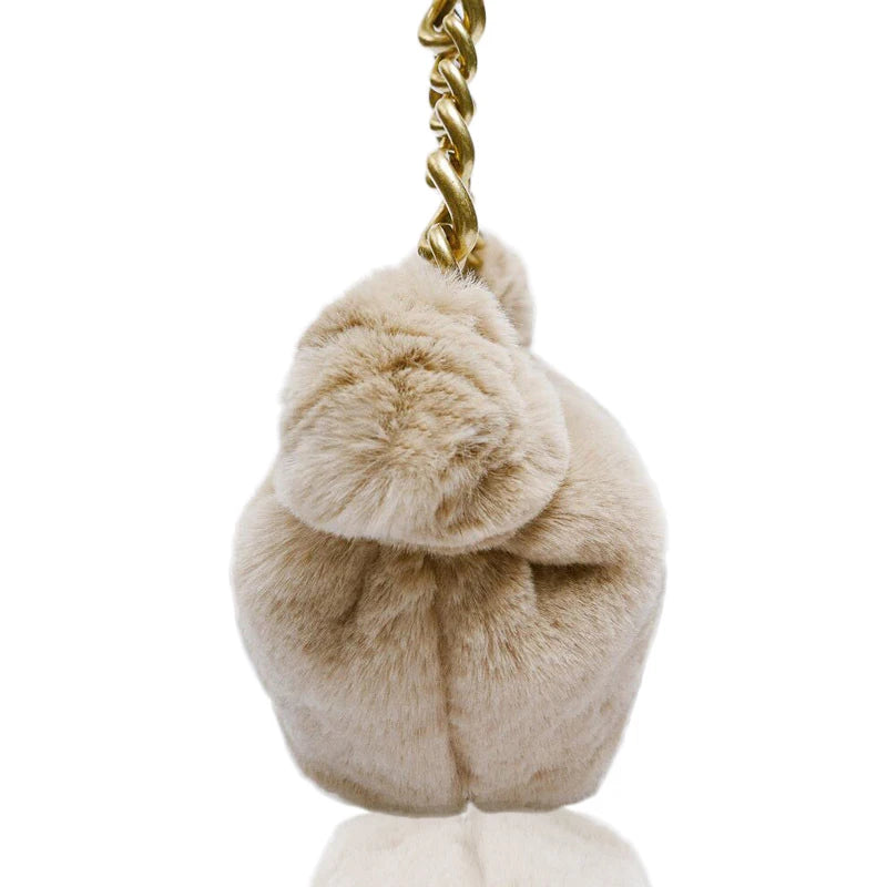 Thick Metal Chains Plush Women Shoulder Bags Handbags Faux Fur Tote