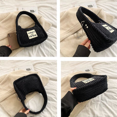 Striped Shoulder Bag Corduroy Tote Handbag Crossbody Spring Female Bag