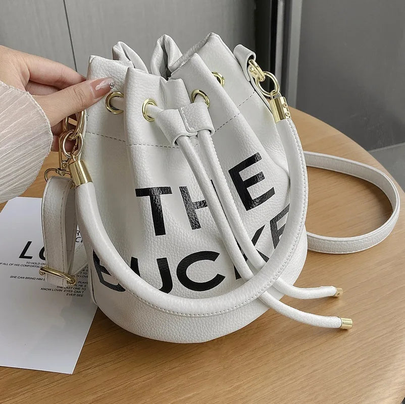 Vintage Drawstring Bucket Bag Women's Crossbody Shoulder Purse