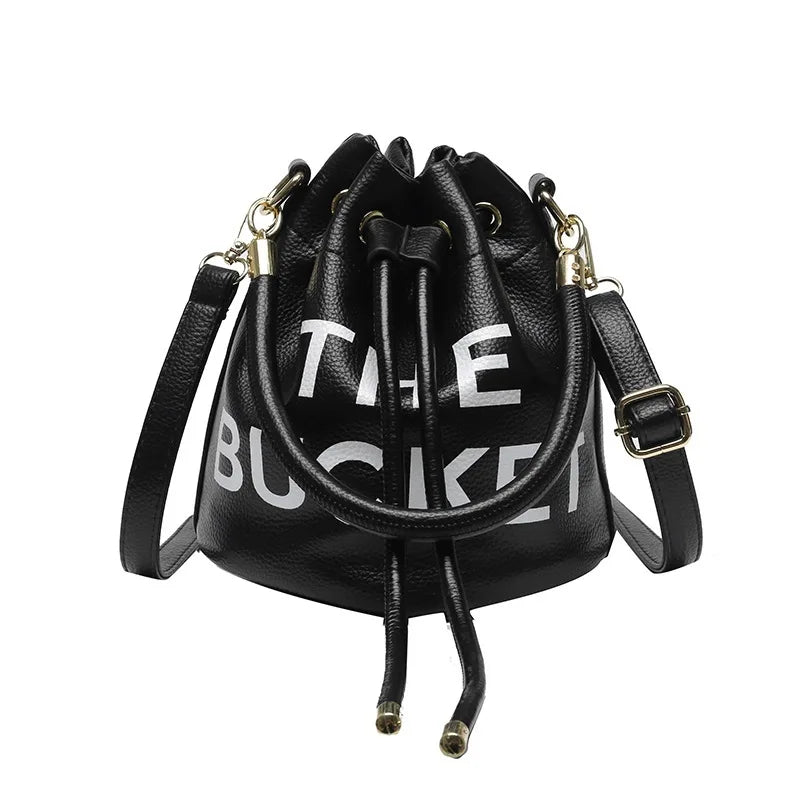 Vintage Drawstring Bucket Bag Women's Crossbody Shoulder Purse