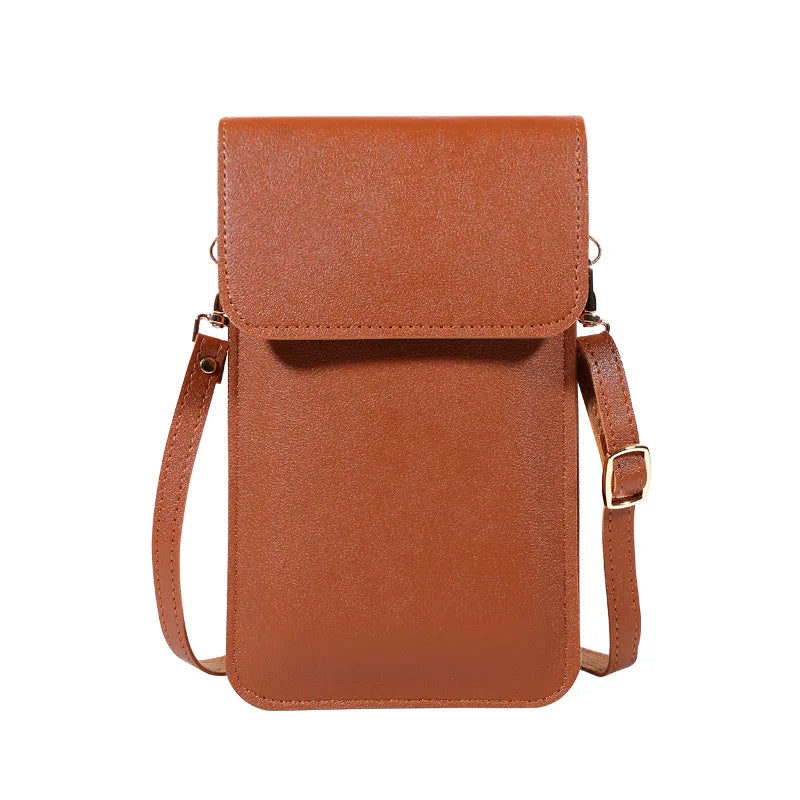 Women's Leather Wallet Crossbody Phone Bag with Touch Screen