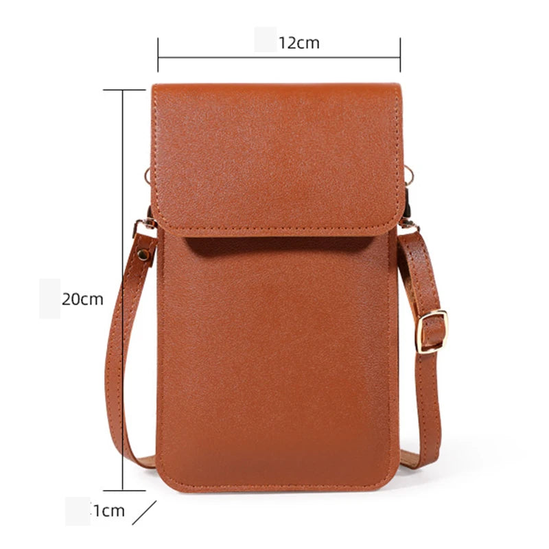 Women's Leather Wallet Crossbody Phone Bag with Touch Screen