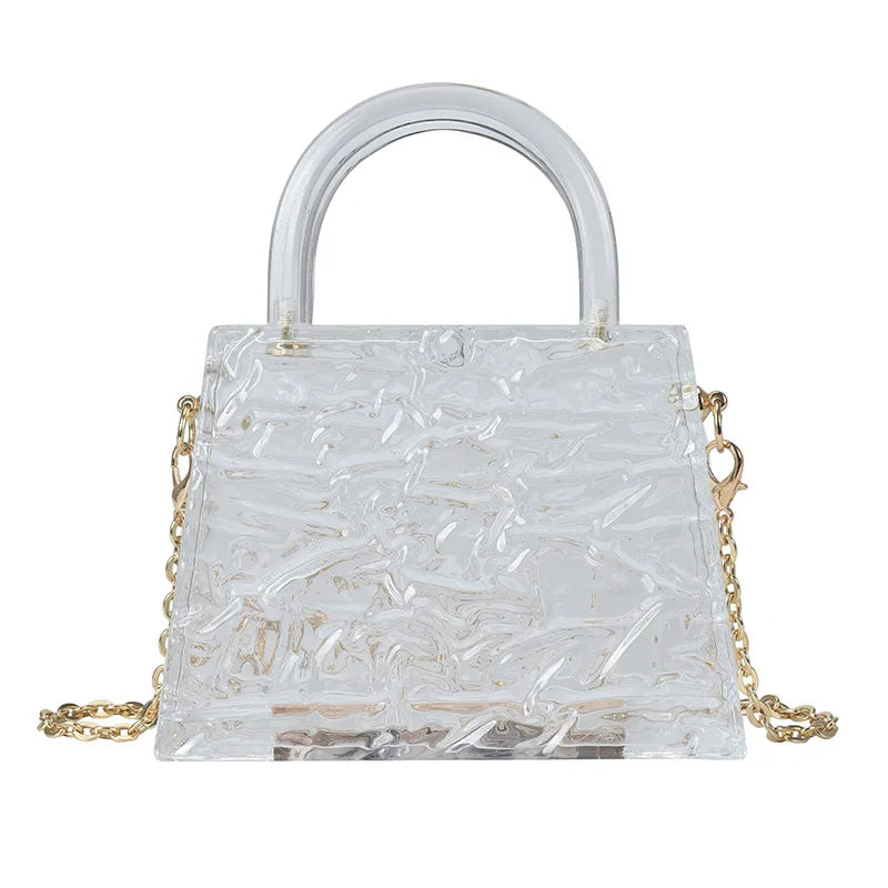 Clear Acrylic Box Women Handbags PVC Shoulder Crossbody Bags Evening Clutch
