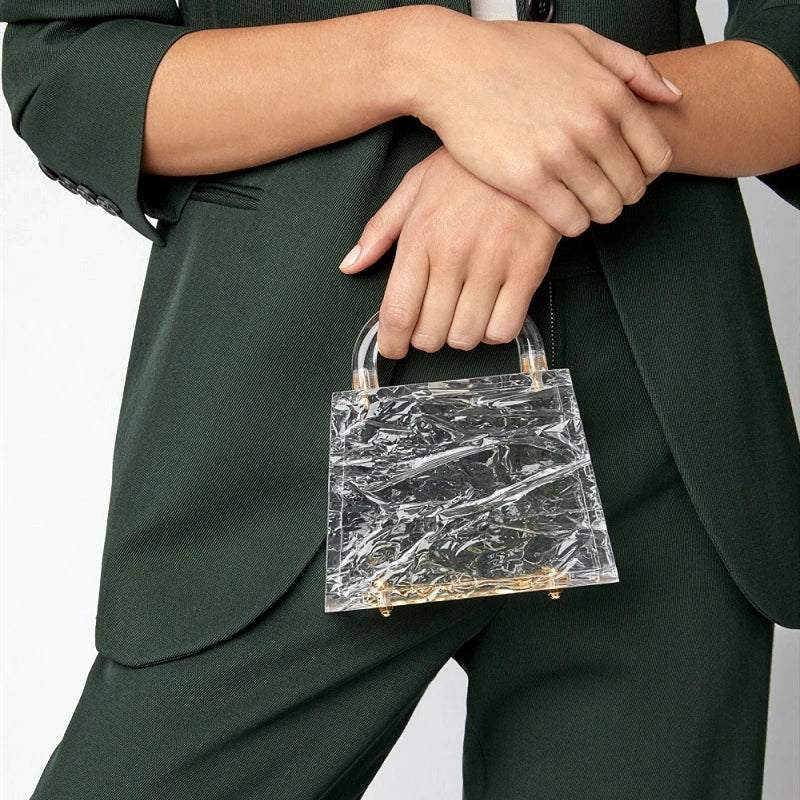 Clear Acrylic Box Women Handbags PVC Shoulder Crossbody Bags Evening Clutch