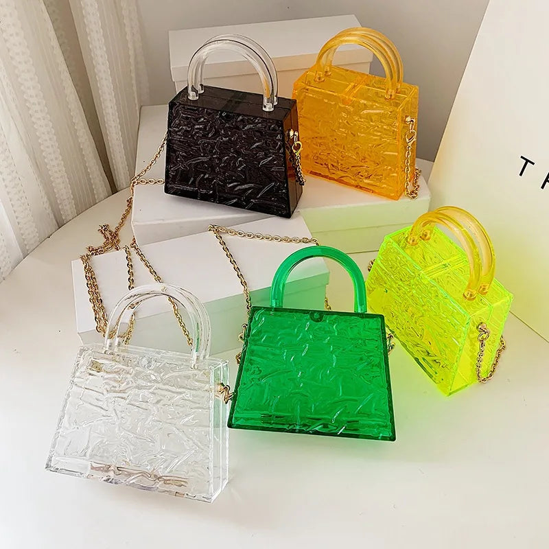 Clear Acrylic Box Women Handbags PVC Shoulder Crossbody Bags Evening Clutch