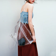 Clear PVC Shoulder Bag for Women Large Tote Crystal Handbag