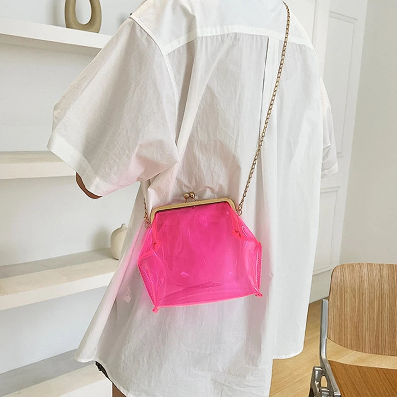 Transparent Jelly Bag Messenger Bag with Chain Shoulder Bag