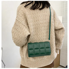 Silver Leather Cross Body Bag Small Cube Pouch