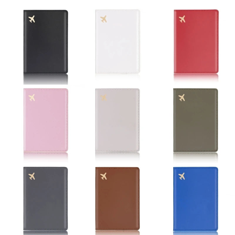 Travel Passport Cover Holder Hot Stamping Plane for Men Women C