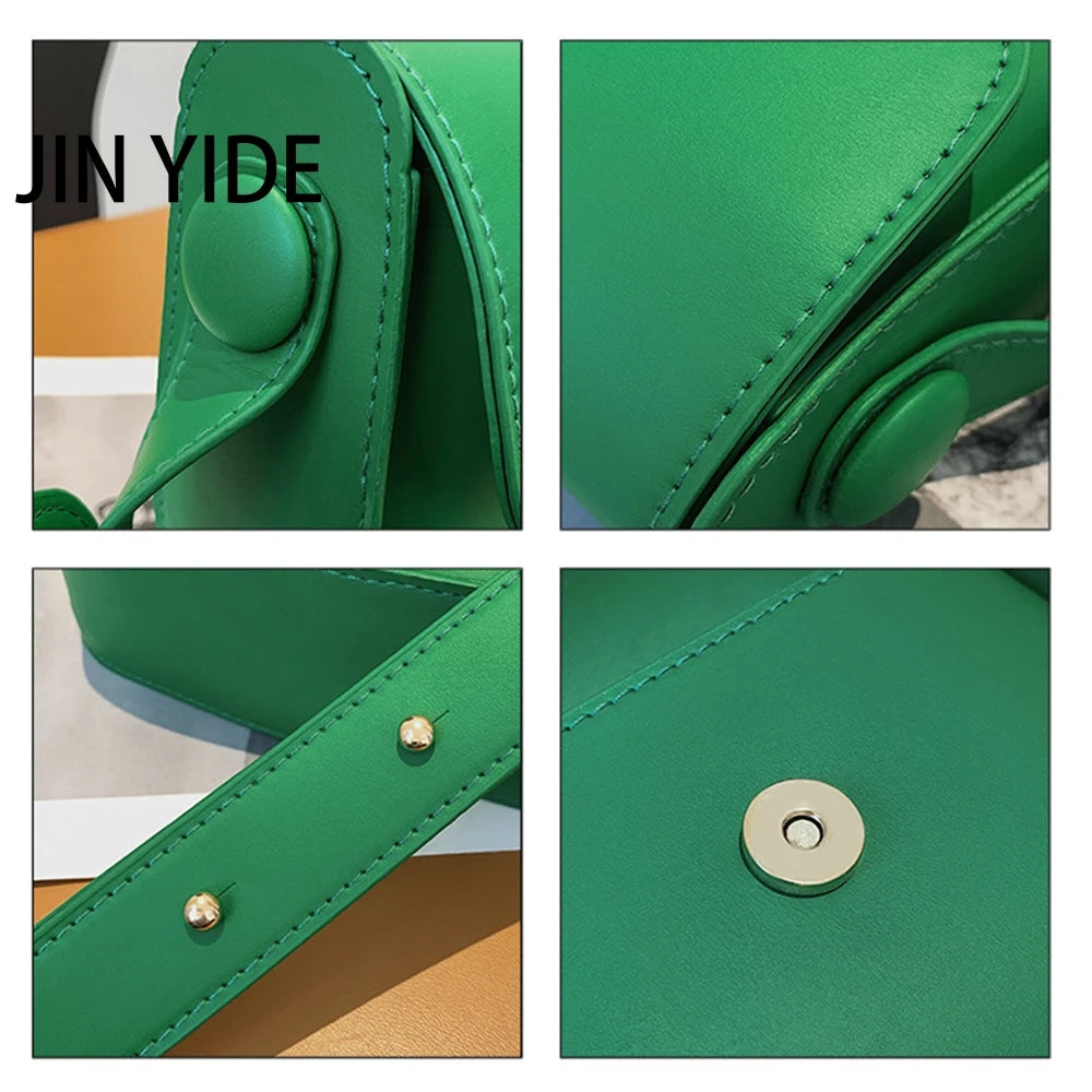 Green Solid Flap Shoulder Bag Handbags Crossbody Bag