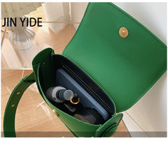 Green Solid Flap Shoulder Bag Handbags Crossbody Bag