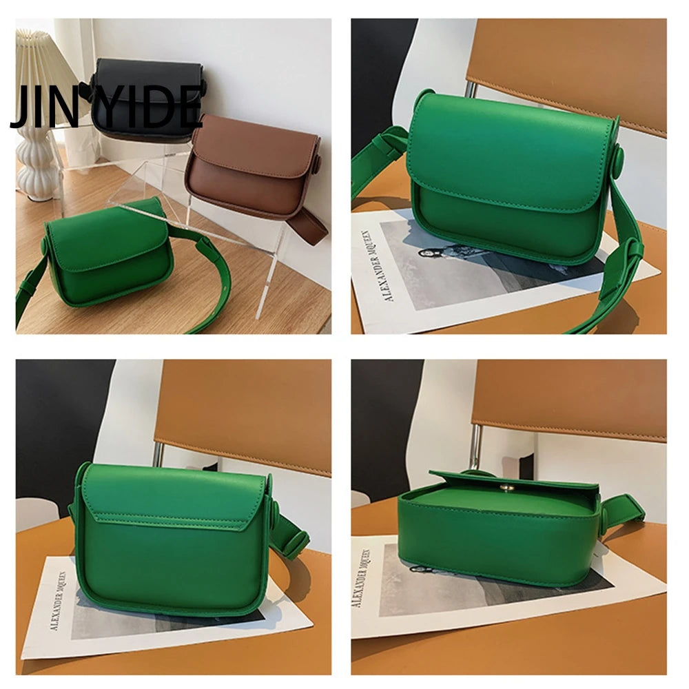 Green Solid Flap Shoulder Bag Handbags Crossbody Bag