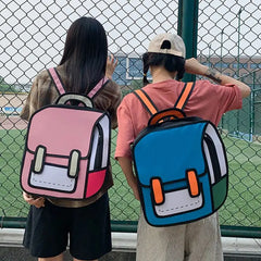 Unisex 2D Drawing Backpack for Teenager Girls B