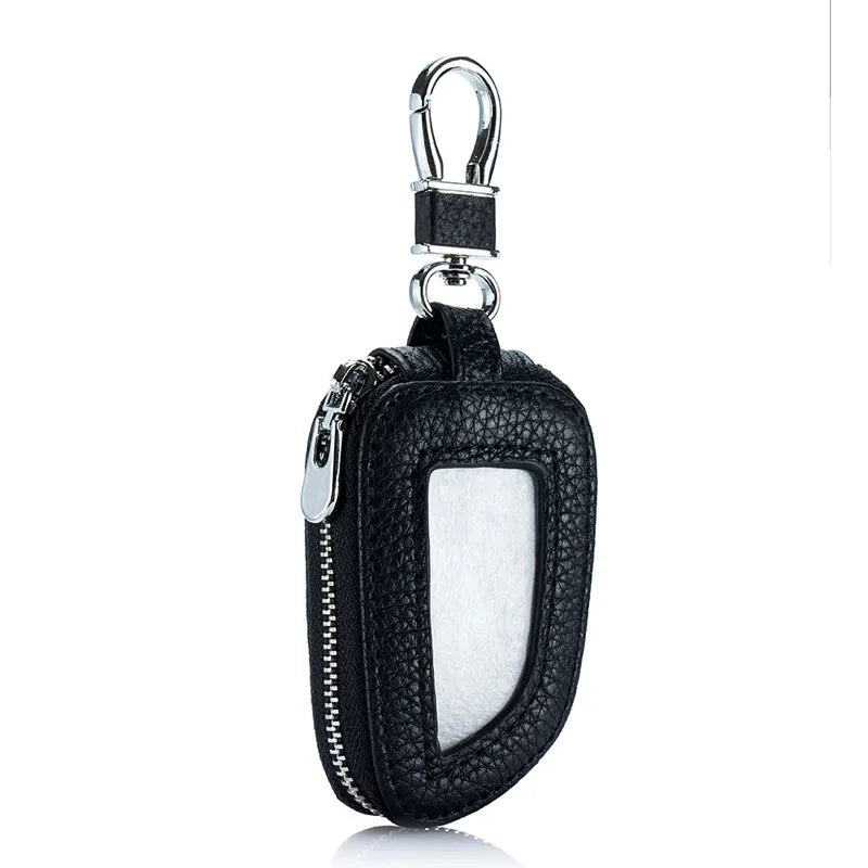Leather Car Key Bag Organizer Zip Key Case