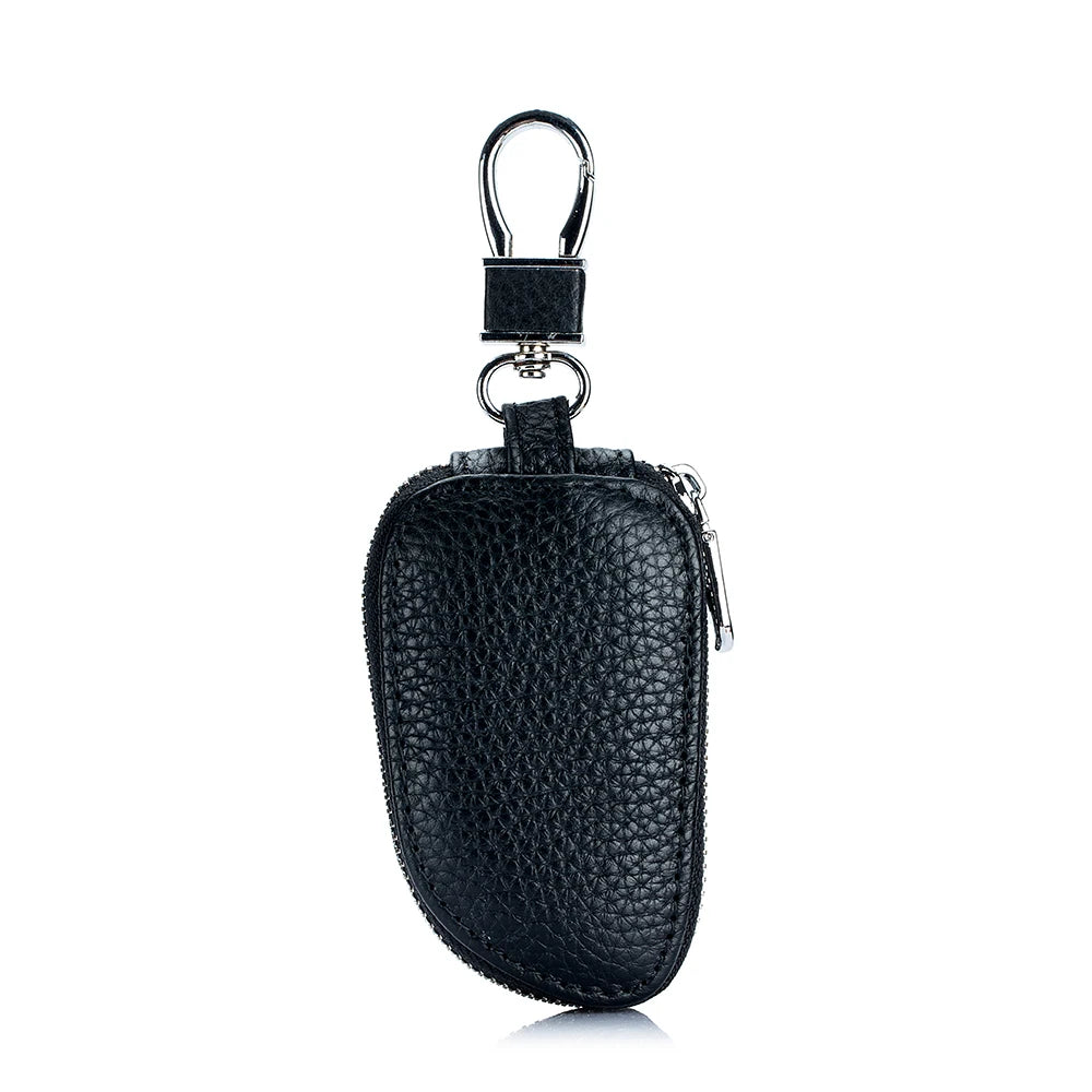 Leather Car Key Bag Organizer Zip Key Case