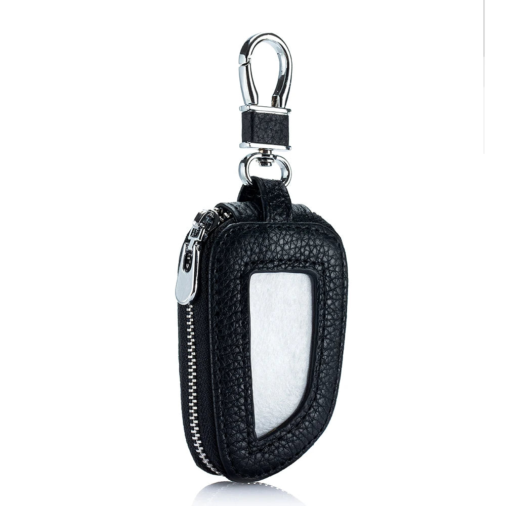 Leather Car Key Bag Organizer Zip Key Case
