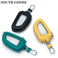 Leather Car Key Bag Organizer Zip Key Case