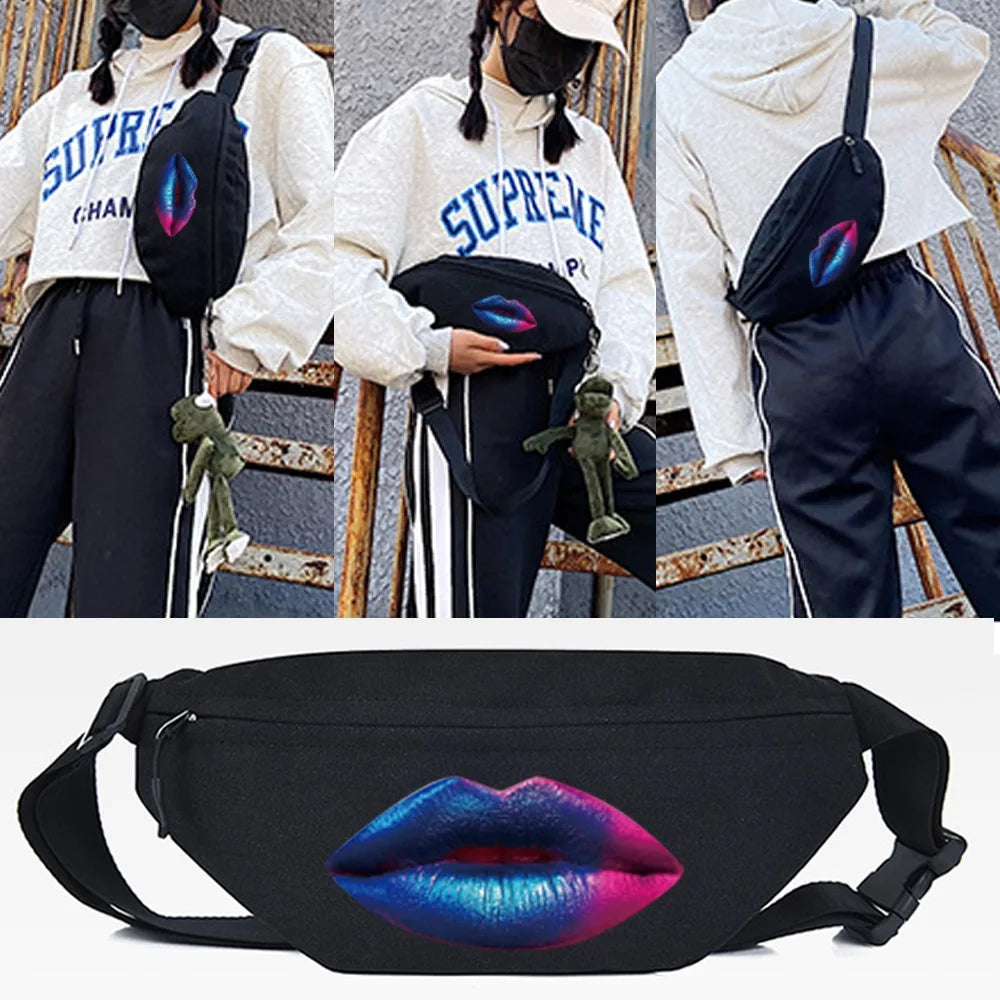 Unisex Butterfly Lips Waist Bag Crossbody Shoulder Shopping Bag