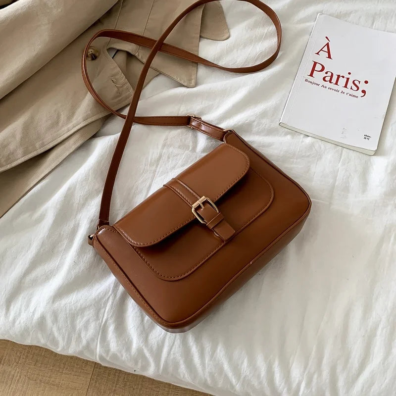 Vintage Small Flap Messenger Bag PU Leather Women Shoulder Crossbody Bag