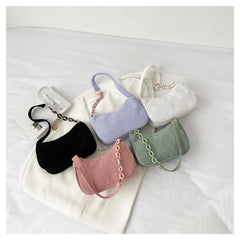 Vintage Small Square Plush Shoulder Bag