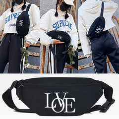 Fuzzy Letters Print Chest Bag Unisex Hip Hop Street Shoulder Bag