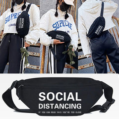 Fuzzy Letters Print Chest Bag Unisex Hip Hop Street Shoulder Bag