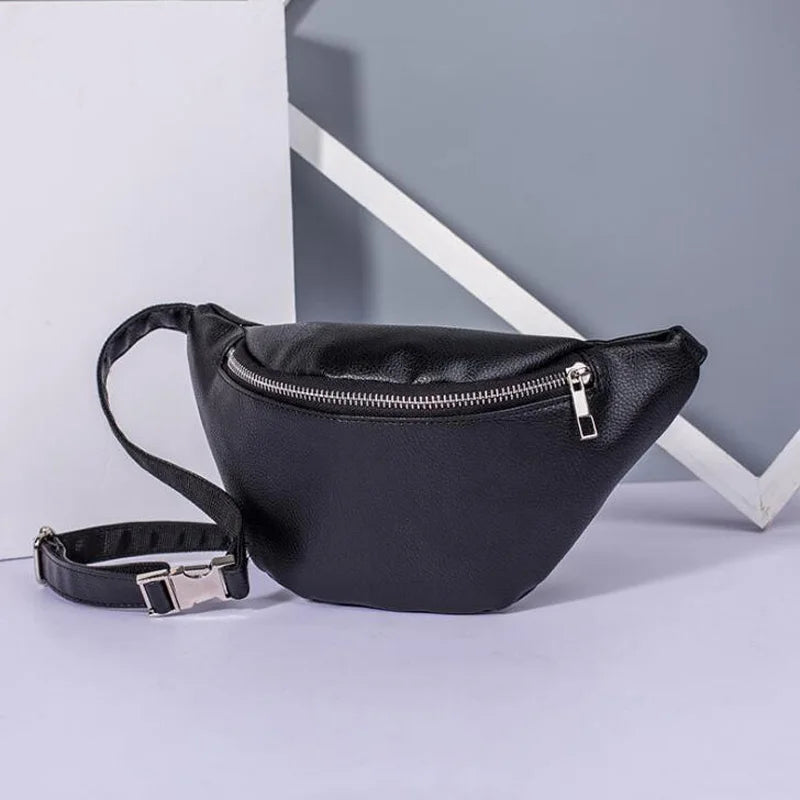 Women Waist Pack PU Leather Fanny Pack Belt Bag Casual Female Chest Bags