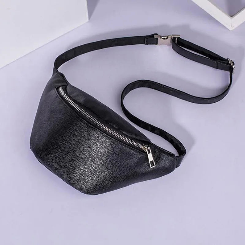 Women Waist Pack PU Leather Fanny Pack Belt Bag Casual Female Chest Bags