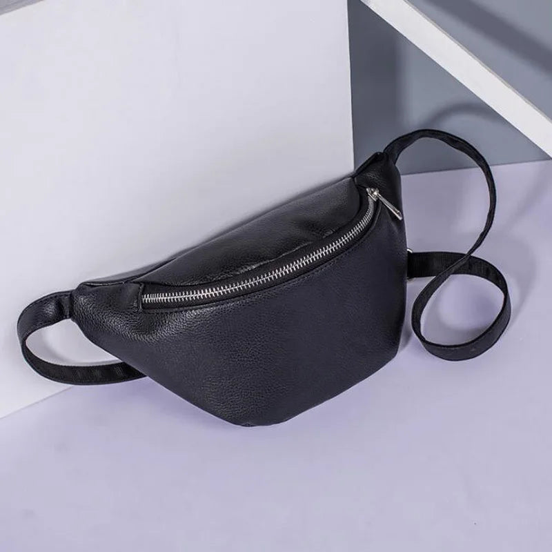 Women Waist Pack PU Leather Fanny Pack Belt Bag Casual Female Chest Bags