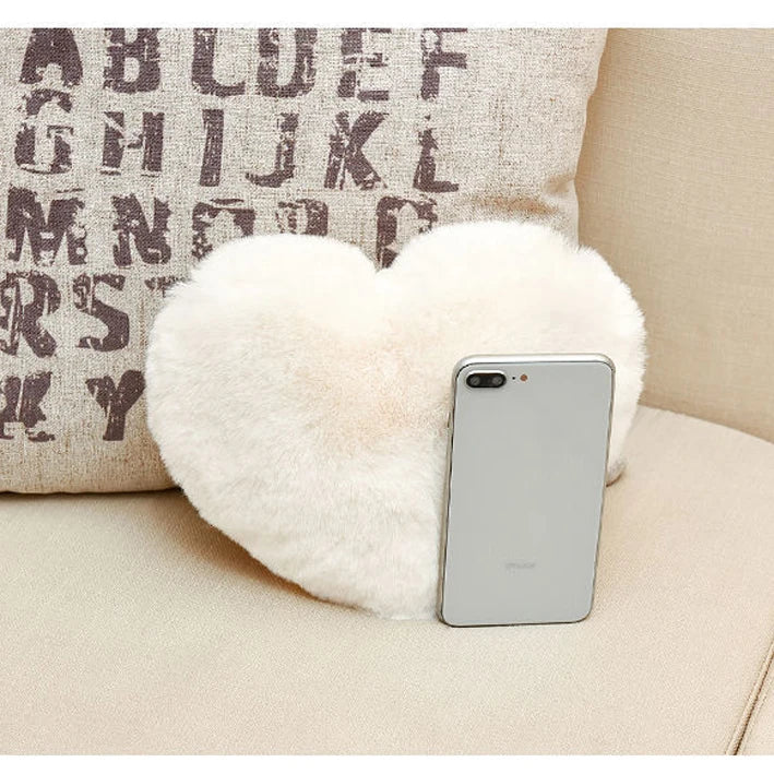 Heart Shaped Faux Fur Bag with Chains Winter Princess Plush Ins