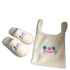 Winter Plush Clown Embroidery Shoulder Bag Women Handbag