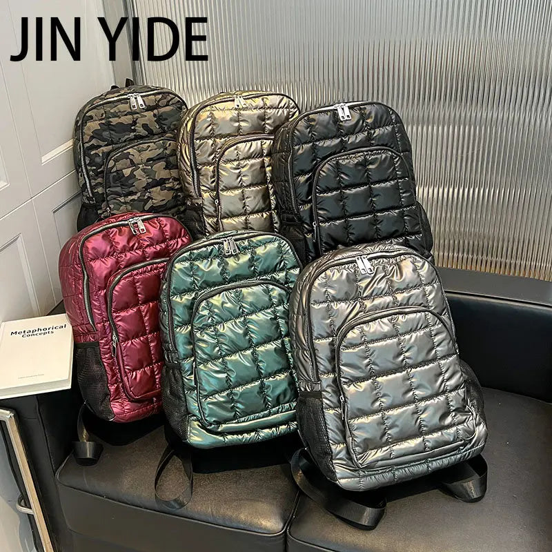 Winter Warm Space Down Women Backpack Ultralight Schoolbags For Teenage Girls