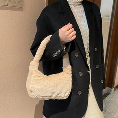 Winter Women Shoulder Bags Plush Hobos Clutch Handbag Soft Fluffy Totes