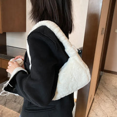 Winter Women Shoulder Bags Plush Hobos Clutch Handbag Soft Fluffy Totes