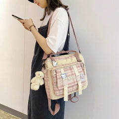 Canvas Mini Small Backpack Badge Girl Backpack Small School Backpacks