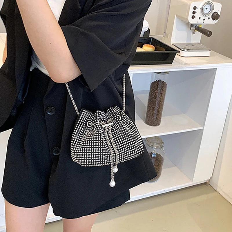 Rhinestone Armpit Chain Handbag Evening Crossbody Clutch