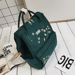 Floral Embroidery Women Backpack Large Capacity Shoulder Bag