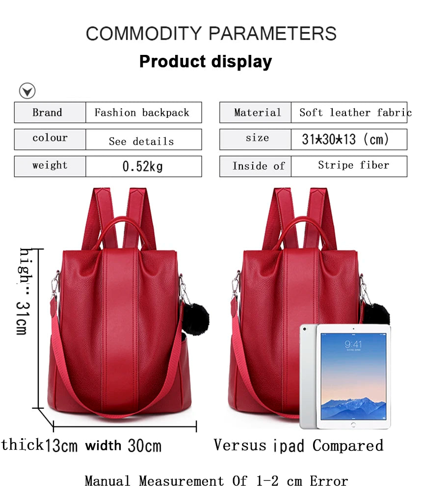 Stylish Youth Leather Backpack for Girls