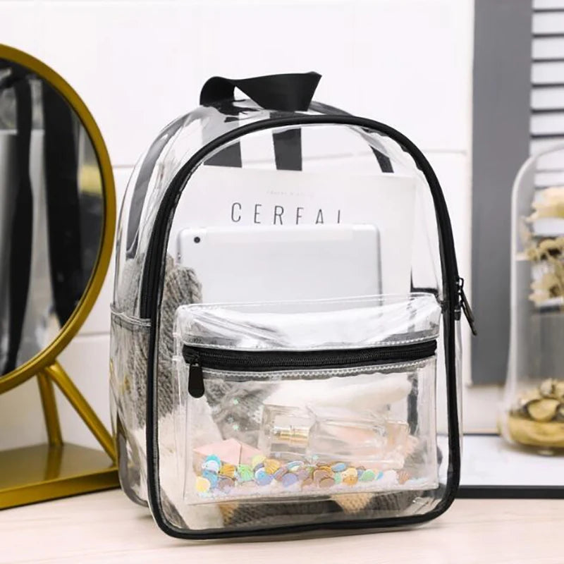 Transparent PVC Backpack Youth Waterproof School Bag