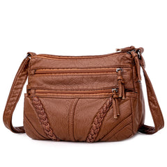 Soft Leather Women's Shoulder Bag Multi-layer Crossbody Bag Handbag Purses