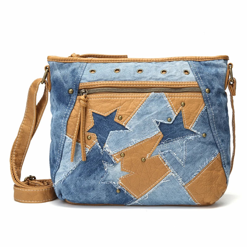 Women Shoulder Bag Star Patchwork Crossbody Purse
