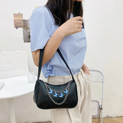 Women Butterfly Chain Bag Candy Ladies Shoulder Underarm Bags PU Leather Handbag