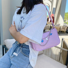 Women Butterfly Chain Bag Candy Ladies Shoulder Underarm Bags PU Leather Handbag