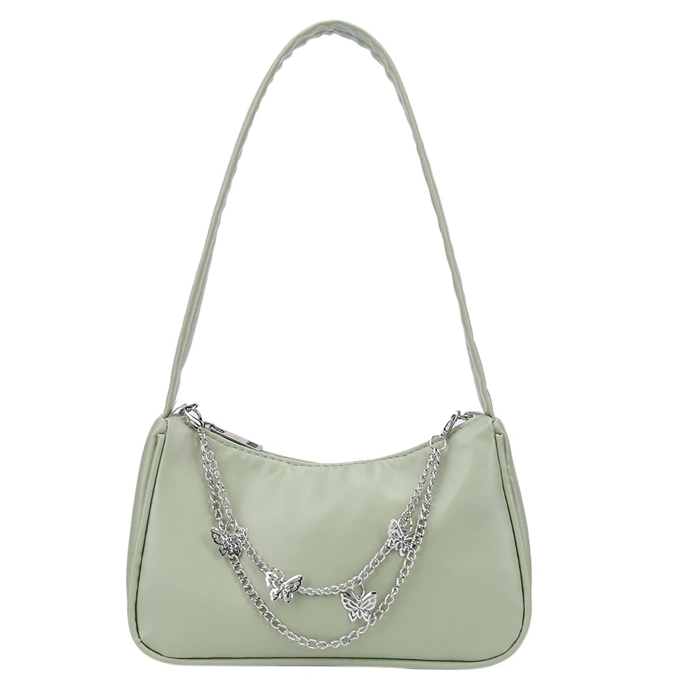 Women Butterfly Chain Shoulder Underarm Bags Casual Ladies Pure Small Purses
