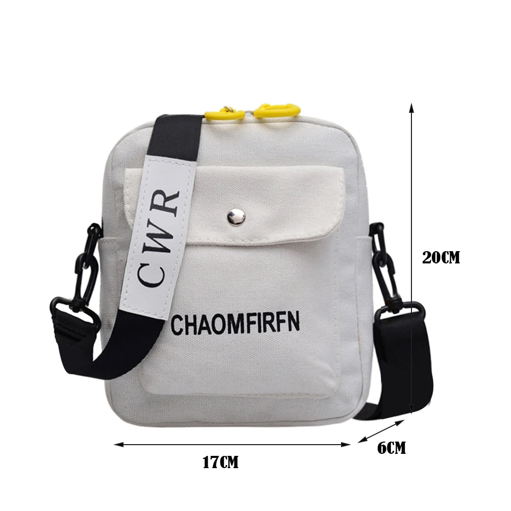 Women Canvas Shoulder Handbag Small Messenger Purse Solid Zipper Student